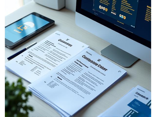 겹겹이 쌓인 서류와 디지털 인증 배지가 보이는 책상에서 GDP, 한국 식약처, WHO 표준을 나타내는 문서들이 놓여있는 모습