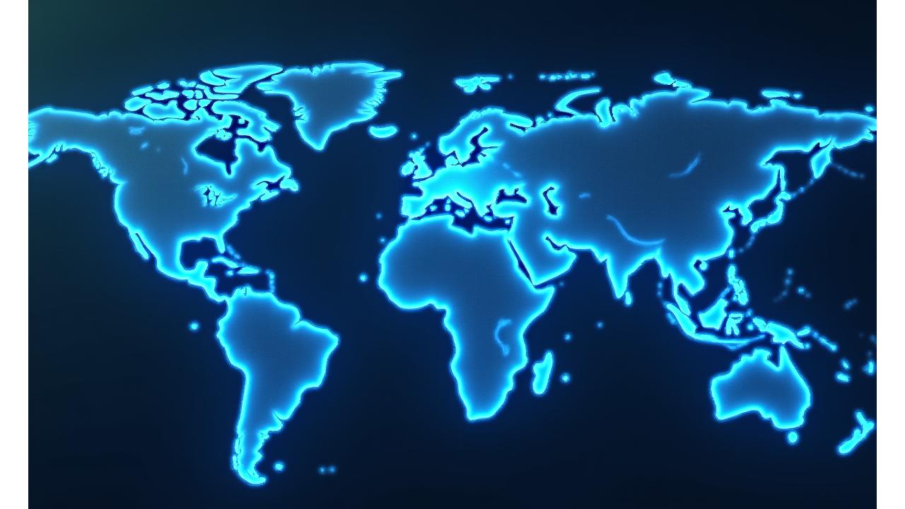 한국에서 전 세계로 뻗어나가는 물류 경로를 보여주는 세계 지도