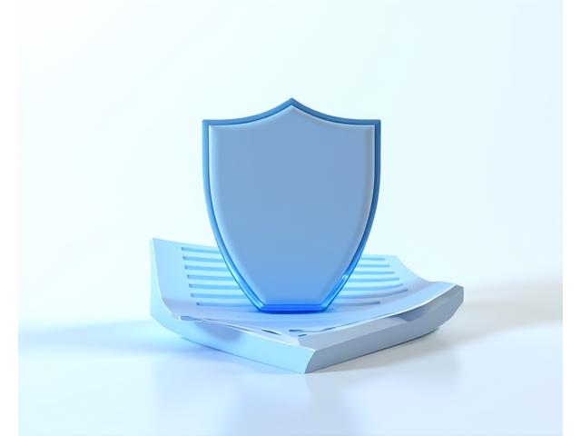 서비스 약관 문서를 보호하는 디지털 방패 이미지